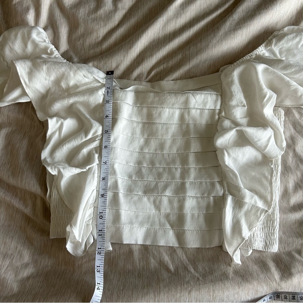 DO+BE White Ruffle Cottagecore, Boho, Coastal, Festival, Off Shoulder Crop Top - Picture 6 of 8